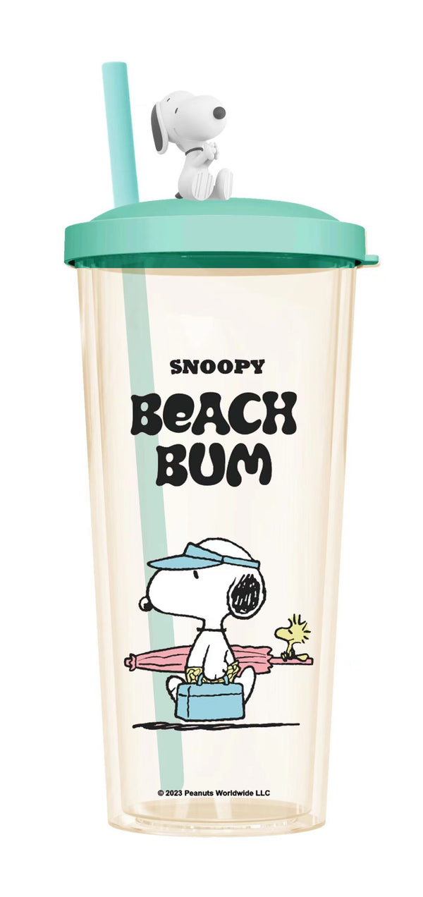 Snoopy Summer Travel Collection Plastic Tumbler with Straw (550mL)(Green)