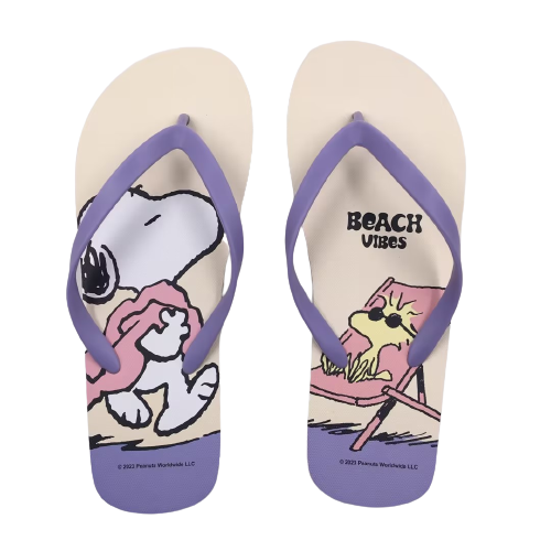 Snoopy Summer Travel Collection Women's Flip-Flops(Purple,35-36)