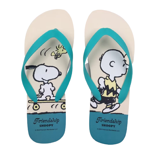 Snoopy Summer Travel Collection Men's Flip-Flops(Beige,41-42)