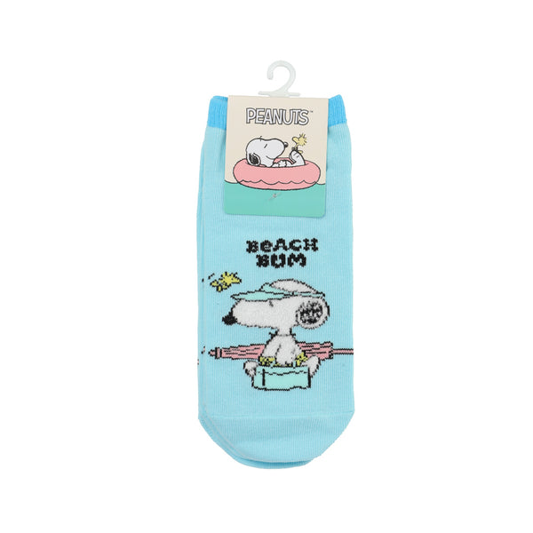 Snoopy Summer Travel Collection Blue& Green Cotton Ankle Socks (2 Pairs)