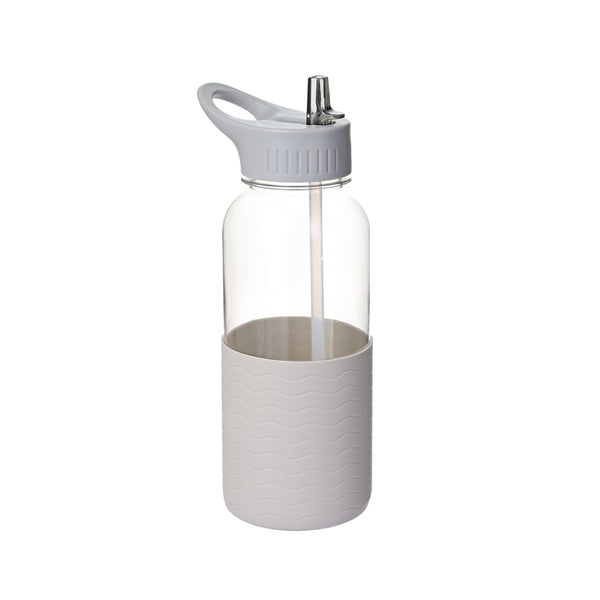 Plastic Water Bottle with Handle and Solid Color Sleeve (1000mL)(Gray)