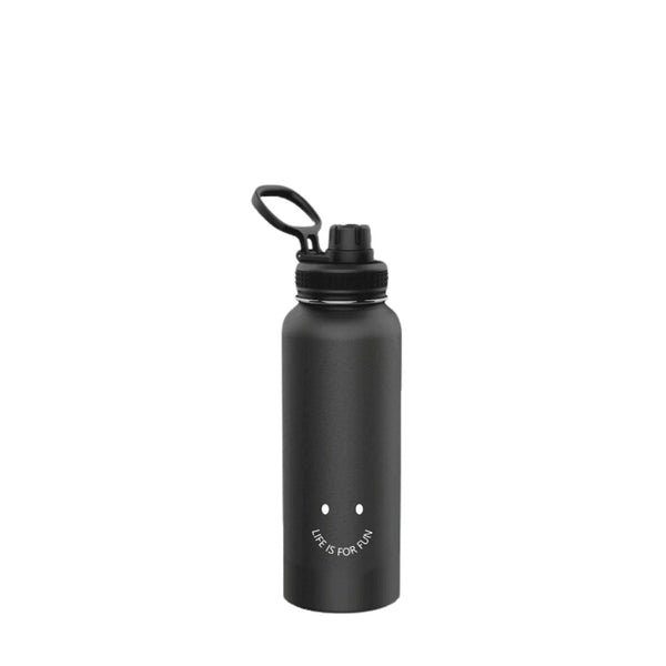 Solid Color Handheld Stainless Steel Water Bottle 1.4L(Black)