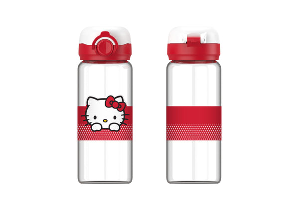 Hello Kitty Apple Collection Glass Bottle with One-Touch Flip Top Lid (410mL)