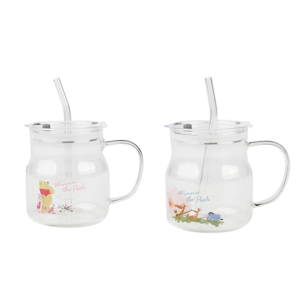 Winnie-the-Pooh Pink Romance Series Borosilicate Glass Straw Cup 580mL (2 Assorted Models)