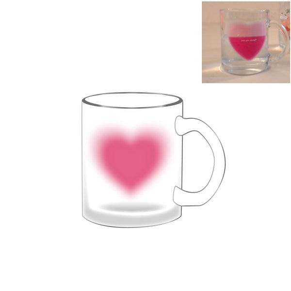 Pink Romance Series Color Changing Glass Mug (330mL, Heart)