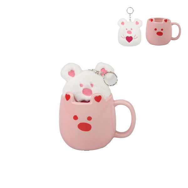 Pink Romance Series Ceramic Mug Set 400mL (Cute Bear)