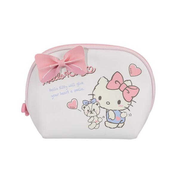 Hello Kitty Pink Bowknot Half Moon Cosmetic Bag(Pink)