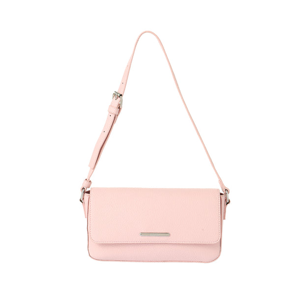 Lychee Pattern Flap Adjustable Shoulder Bag(Light Pink)