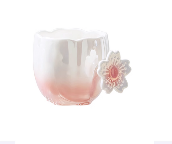 Blooming Night Collection Ceramic Cup with Flower Handle (350mL)