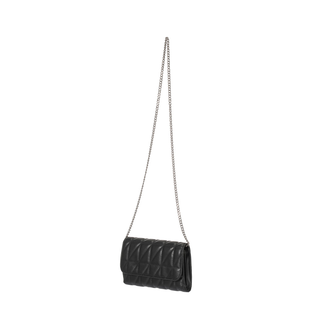 Diamond Pattern Quilted Crossbody Shoulder Bag with Chain(Black) Diamond Pattern Quilted Crossbody Shoulder Bag with Chain(Black)