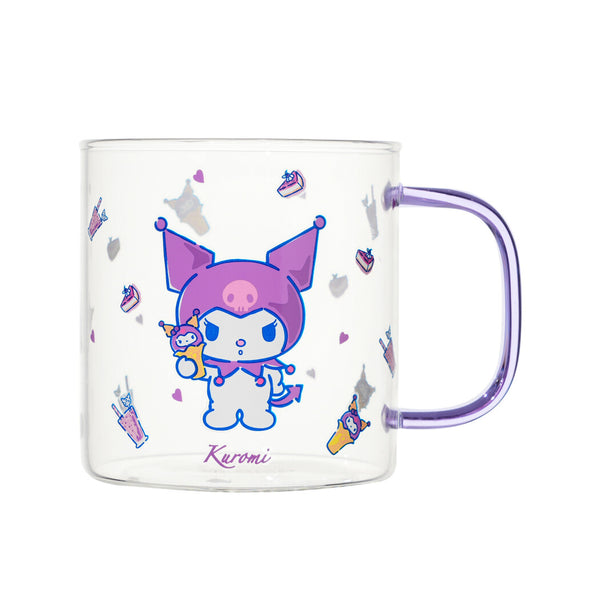 Sanrio characters Glass Cup with Colored Handle (420mL)(Kuromi)