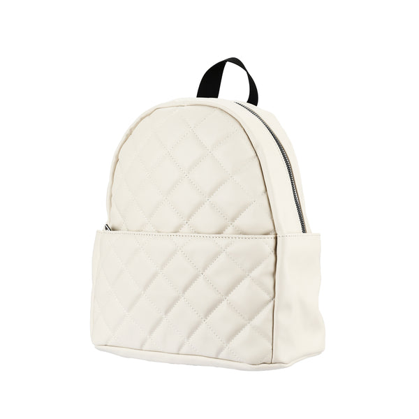 Diamond Pattern Padded Backpack(Off White)