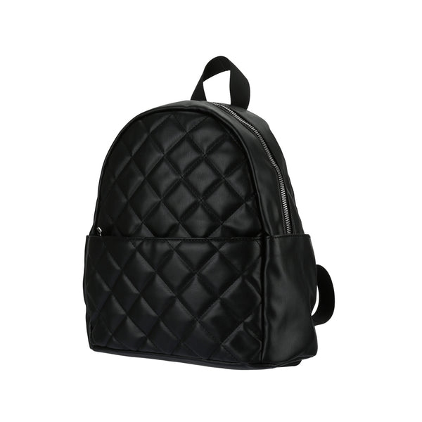 Diamond Pattern Padded Backpack(Black)