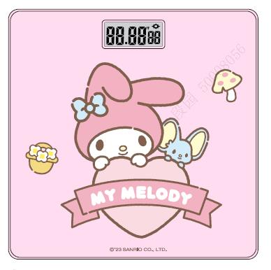 Sanrio characters 28cm Digital Body Weight Scale with Tempered Glass(My Melody)  Model: SCTZC-220419