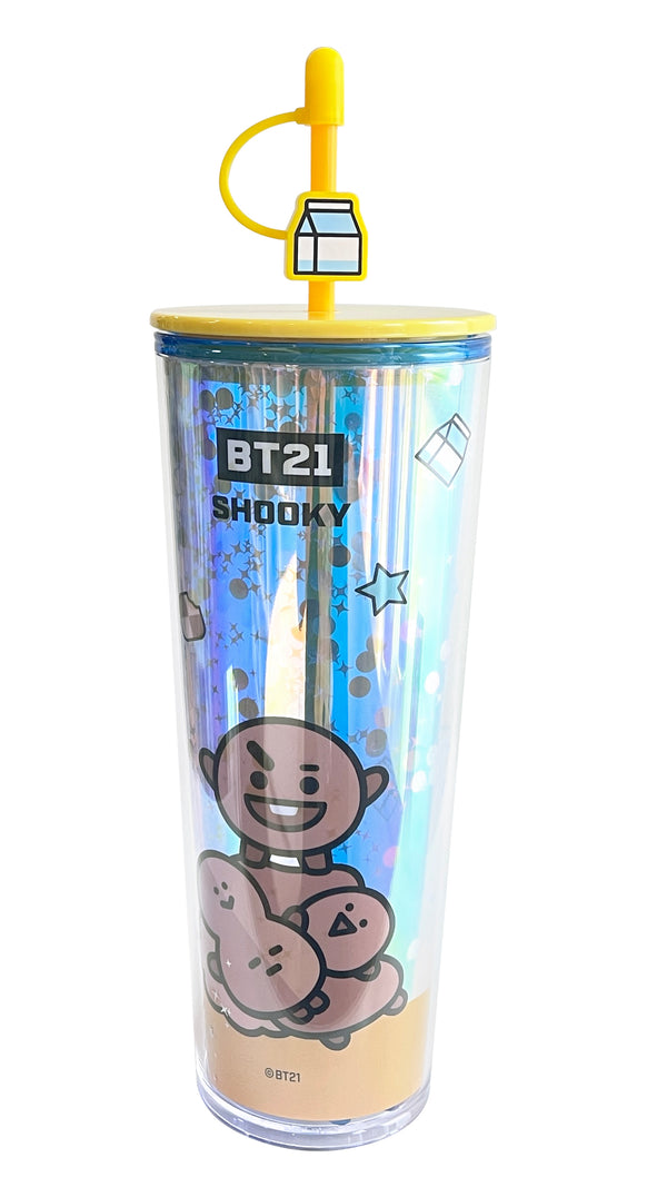 BT21 Collection Double Wall Plastic Tumbler with Straw (800mL)(SHOOKY)