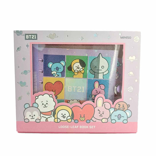 BT21 Collection Purple Stationery Set (80-Sheet Wire-bound Book, Gel Pen, Stickers)