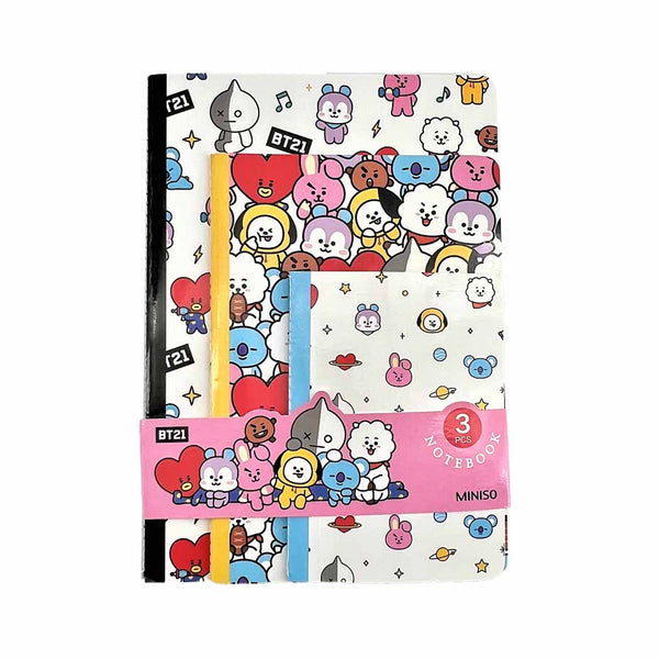 BT21 Collection Stitch-bound Book Set (B5 28 Sheets + A5 28 Sheets + A6 28 Sheets)