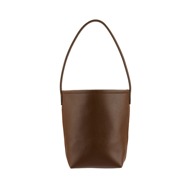 Litchi Pattern Solid Color Zipper Shoulder Bag(Brown)