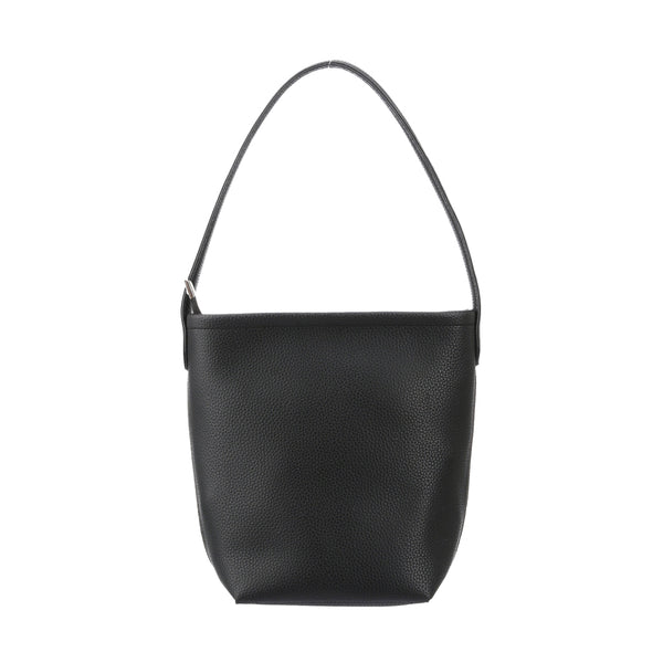 Litchi Pattern Solid Color Zipper Shoulder Bag(Black)