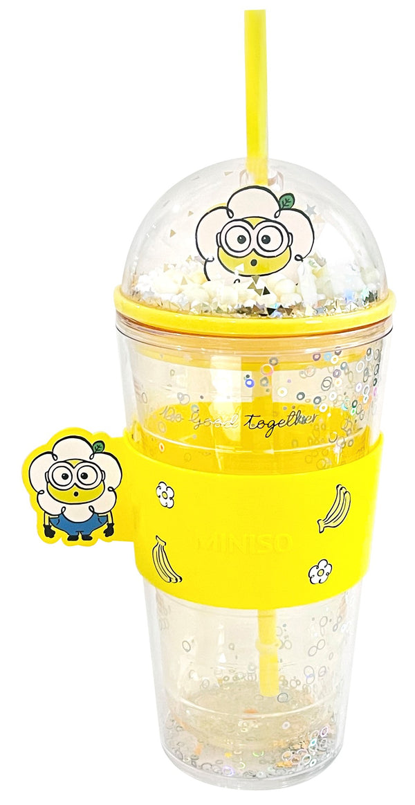 Daisy Minions Collection Plastic Bottle with Straw and Sleeve (420mL)(Yellow)