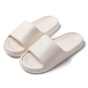 Women's Macaron Color Bread-Shape Bathroom Slippers(White,38-39)