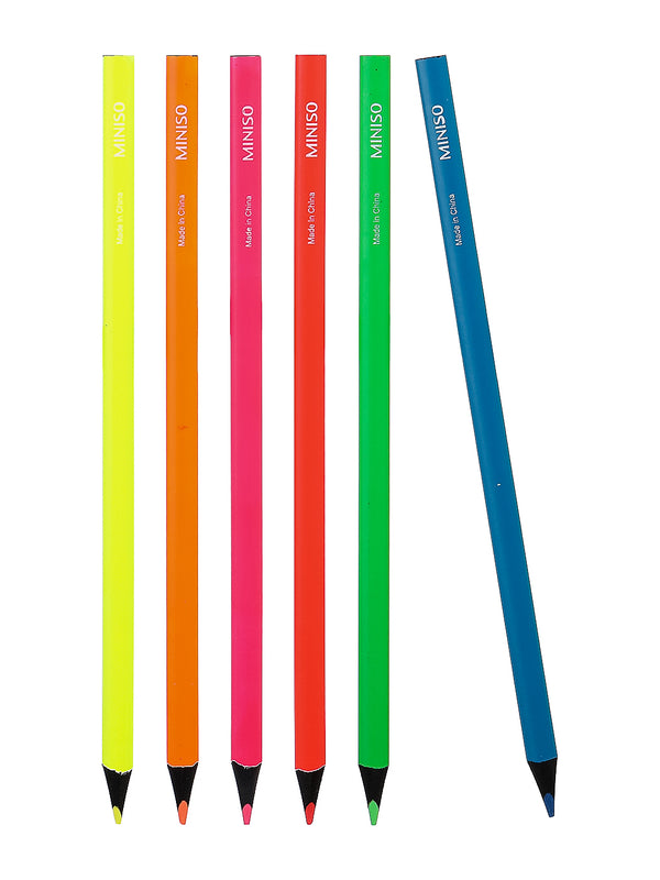 6 Neon Highlighter Pencils-M001