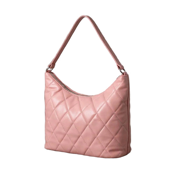 Rhombus Pattern Tote Shoulder Bag (Pink)