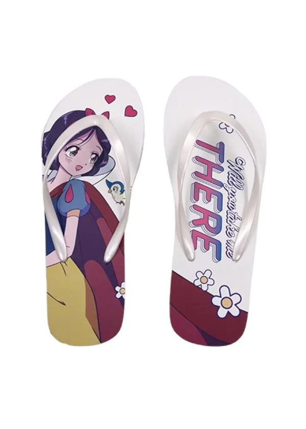 Disney Manga Princess Collection Women's Flip-Flops(Beige,39-40)