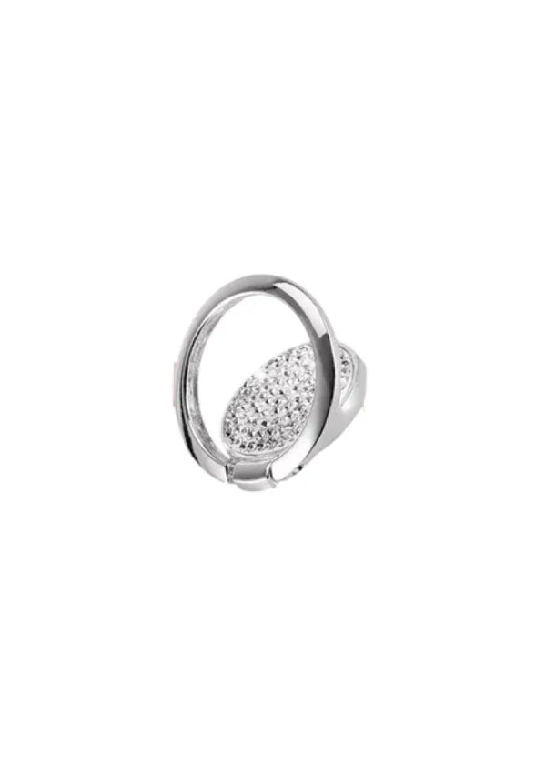 Diamond-Like Series Metal Finger Ring Phone Holder (Round Silver)