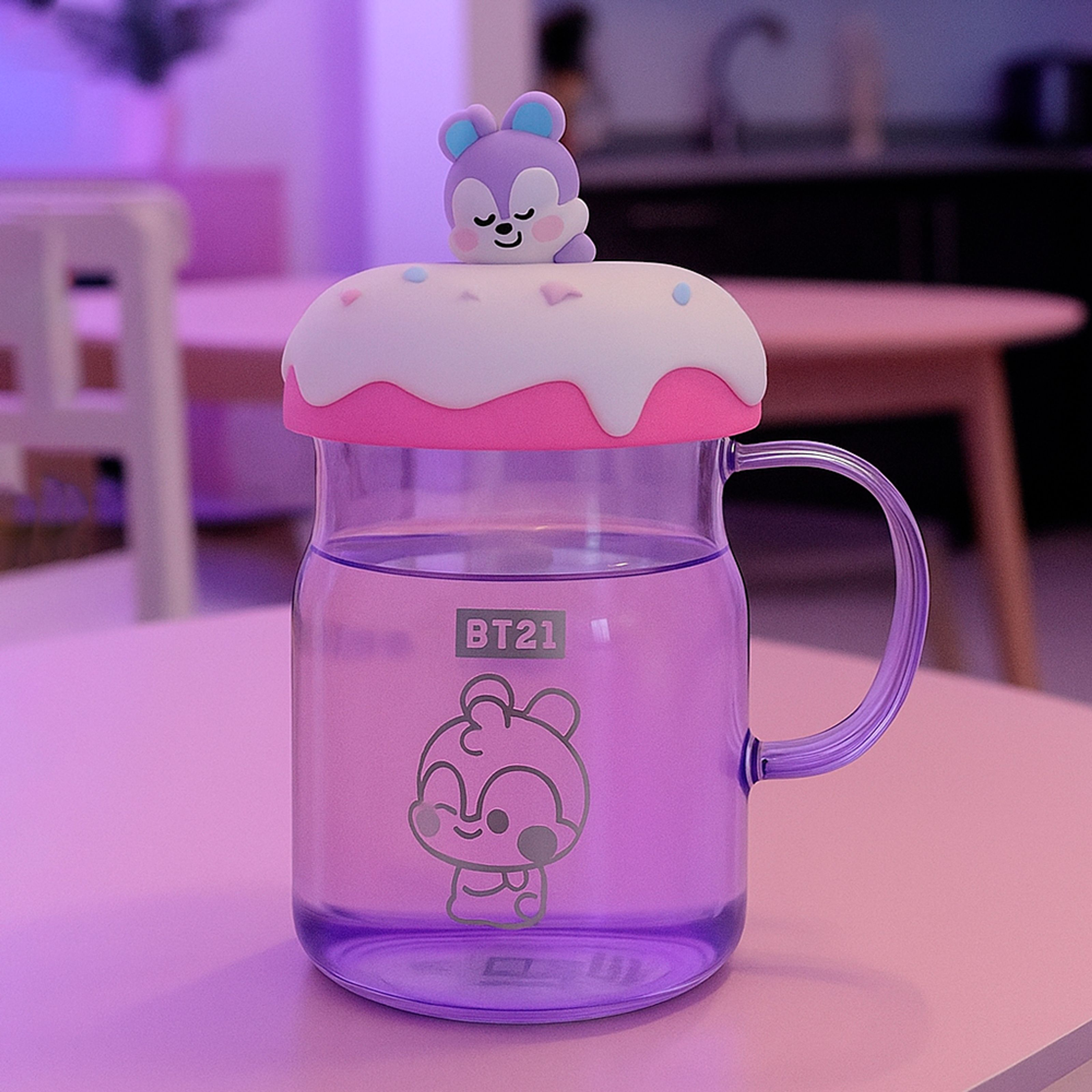 BT21 BABY Collection Glass Mug with Lid & Decoration 640mL (MANG) BT21 BABY Collection Glass Mug with Lid & Decoration 640mL (MANG)