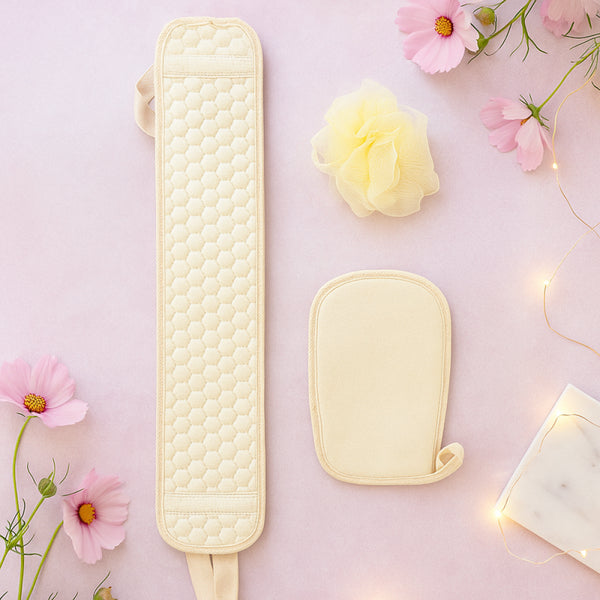 Harmony Series 3-Piece Shower Set (Loofah, Mitten & Back Scrubber)