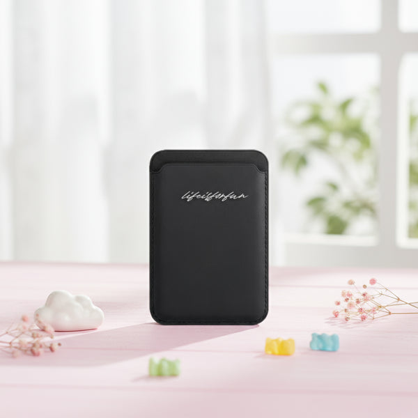 Life is for Fun Series Magnetic Phone Card Holder (Black)