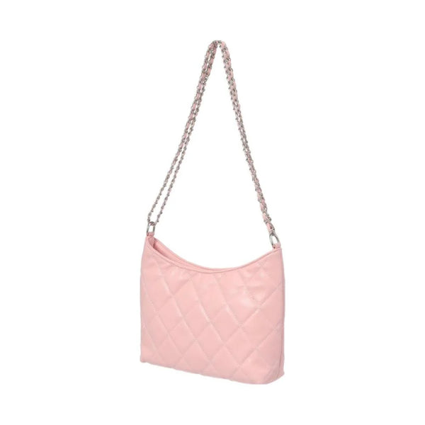 Rhombus Pattern Chain Shoulder Crossbody Bag (Pink)