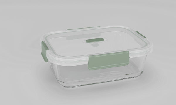 Rectangular Glass Food Storage Container (640mL)(Green)