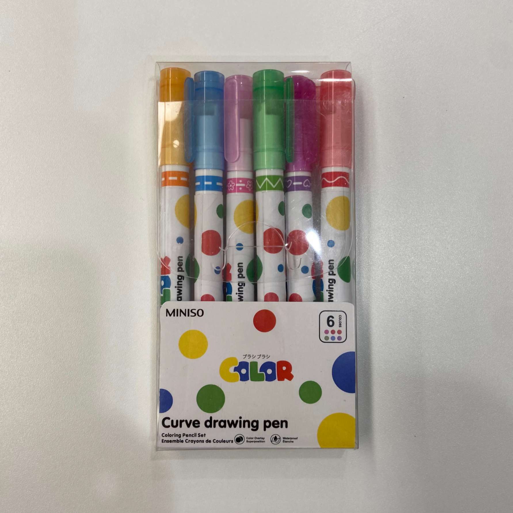 Polka Dot Series Curve Highlighter Pen Set (6 Colors)
