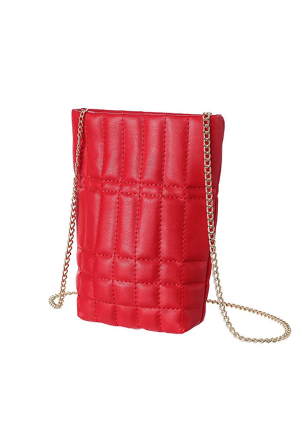 Retro Crossbody Cellphone Bag with Chain Strap(Red)