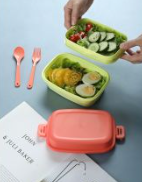 Colorful Double Layered Bento Box (980mL)(Yellow)