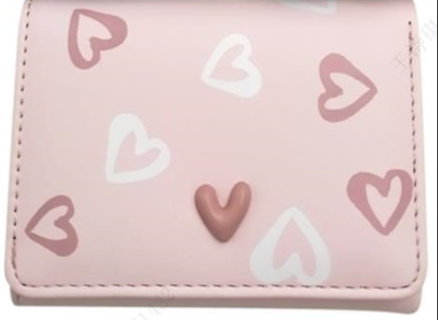 Heart Tri-Fold Women's Wallet (Light Pink)