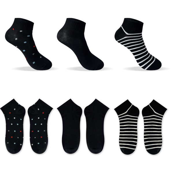 Women's Ankle Socks (6 Pairs)(Black)