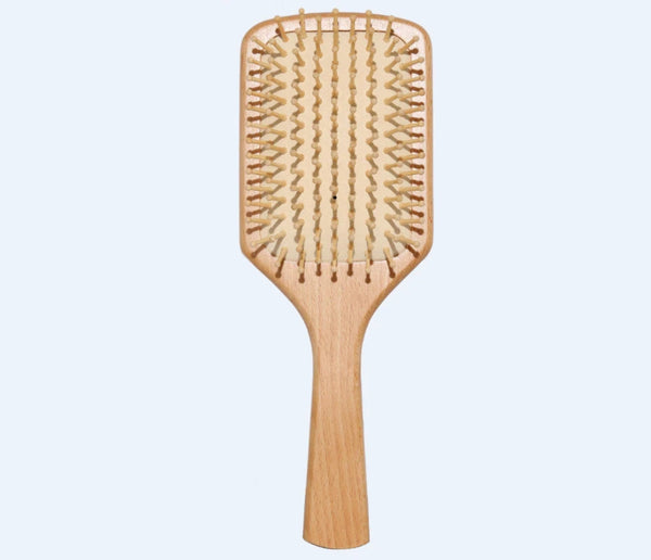 Harmony Series Large Paddle Wood-Bristled Cushion Massager Hairbrush