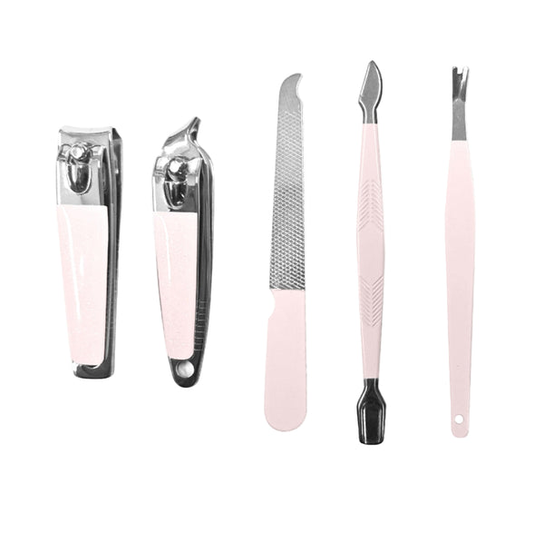 Shiny Pink Series 5-Piece Manicure Set with Glitter Storage Bag