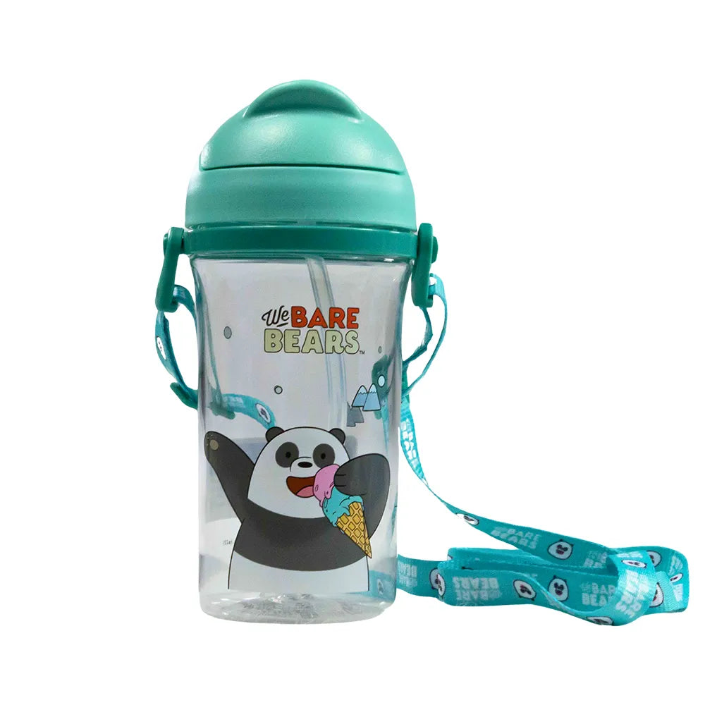 We Bare Bears Collection 5.0 Straw Water Bottle with Shoulder Strap (4 –  Miniso Jordan