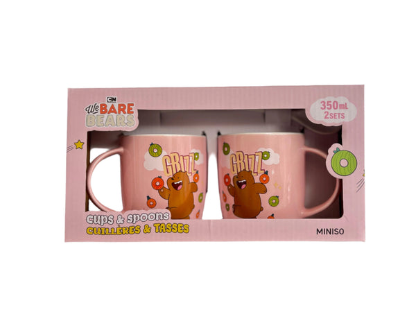 We Bare Bears Collection Dessert Series Two Cups and Two Spoons Set (350mL)(Grizz)