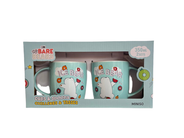 We Bare Bears Collection Dessert Series Two Cups and Two Spoons Set (350mL)(Ice bear)