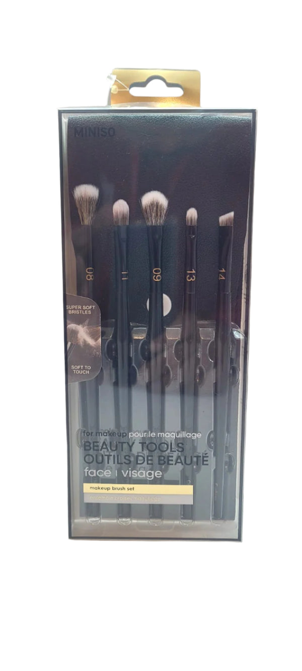 Black Gold Series 5-Piece Eye Makeup Brush Set with Storage Bag