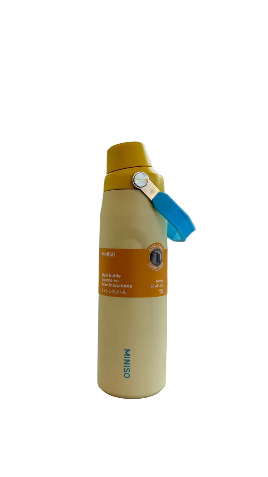 Large Capacity Double-Wall Stainless Steel Bottle with Handle 840mL(Yellow)