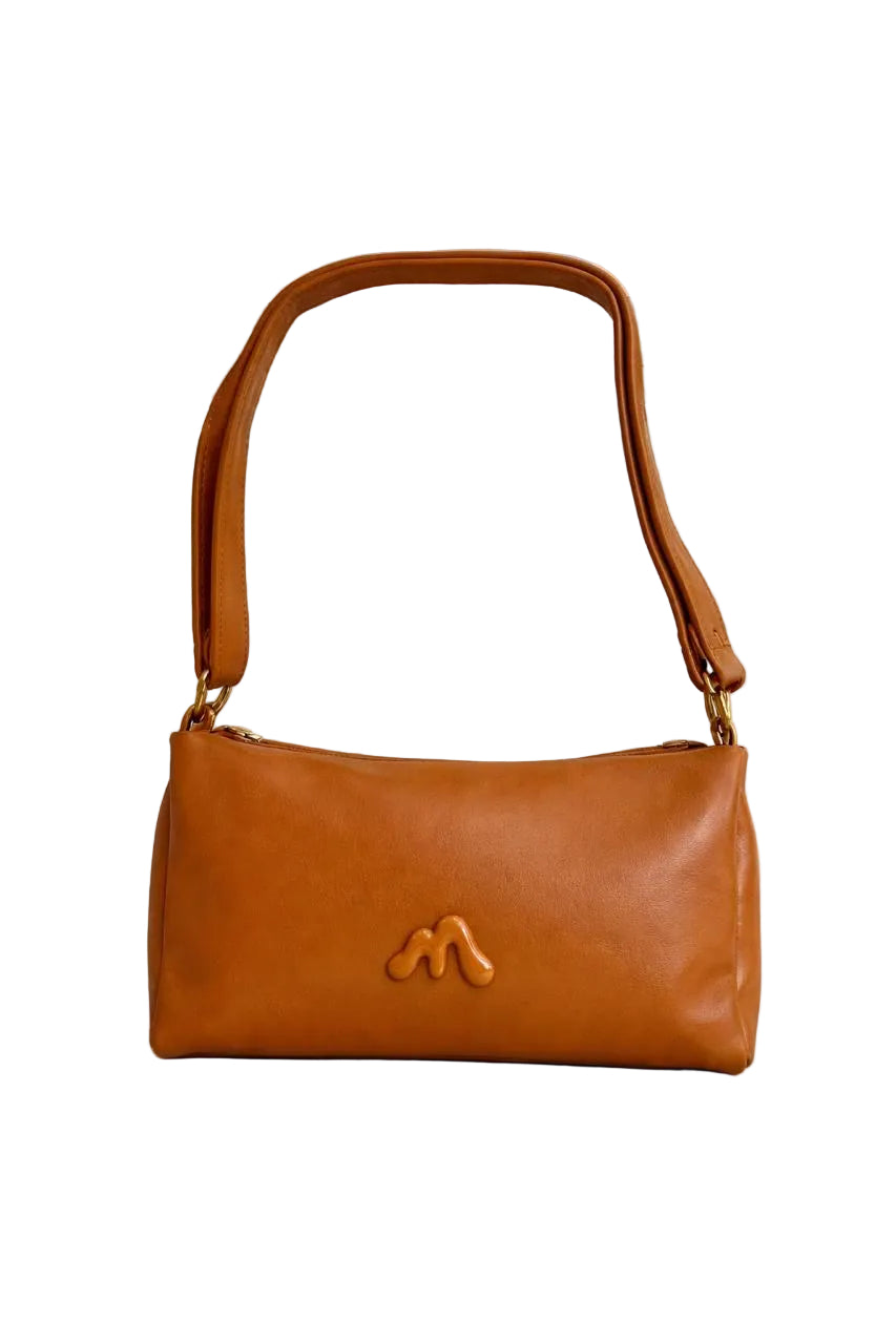 Solid Color M Letter Crossbody Bag (Brown)