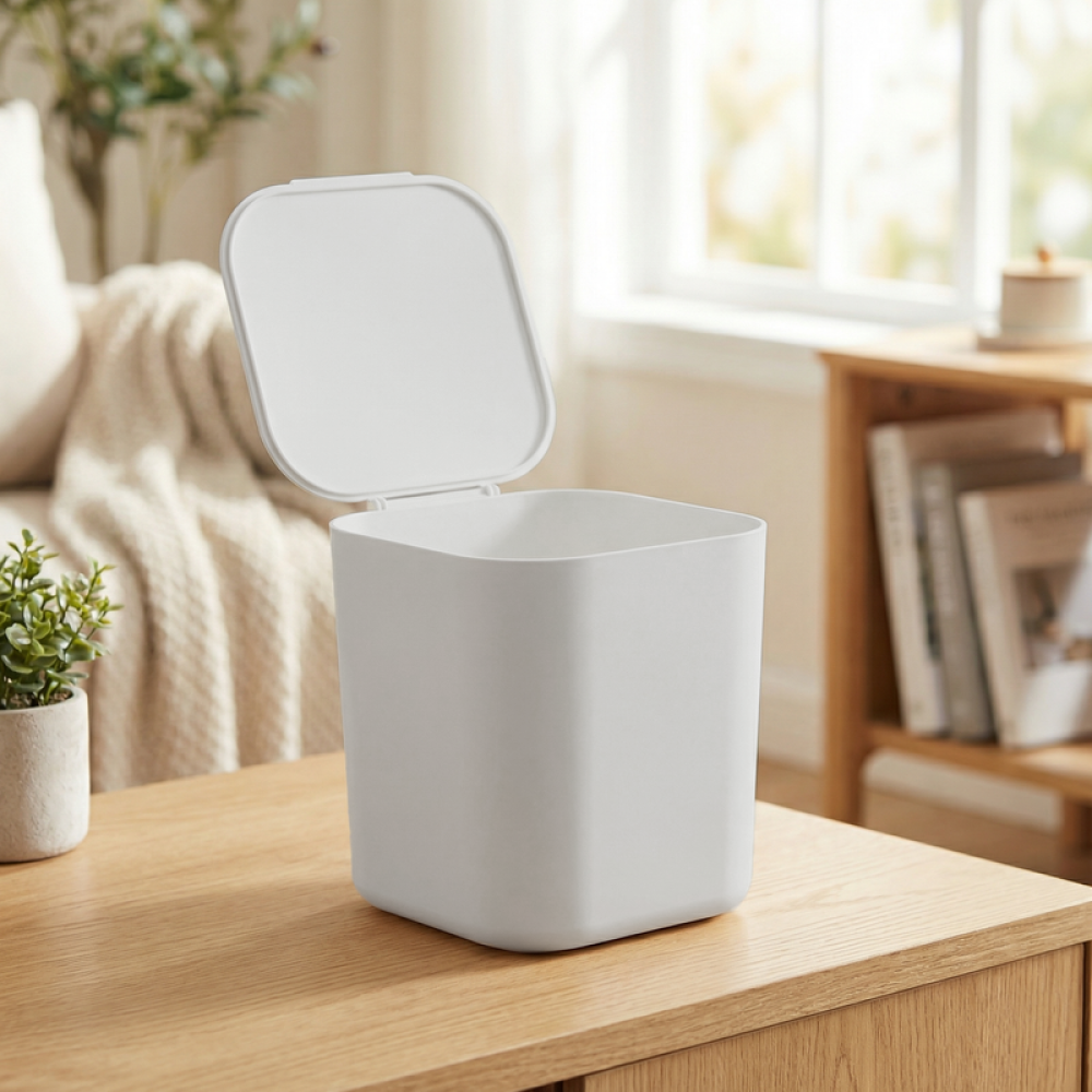 Minimalist Solid Color Desktop Flip Lid Trash Can(Gray) Minimalist Solid Color Desktop Flip Lid Trash Can(Gray)