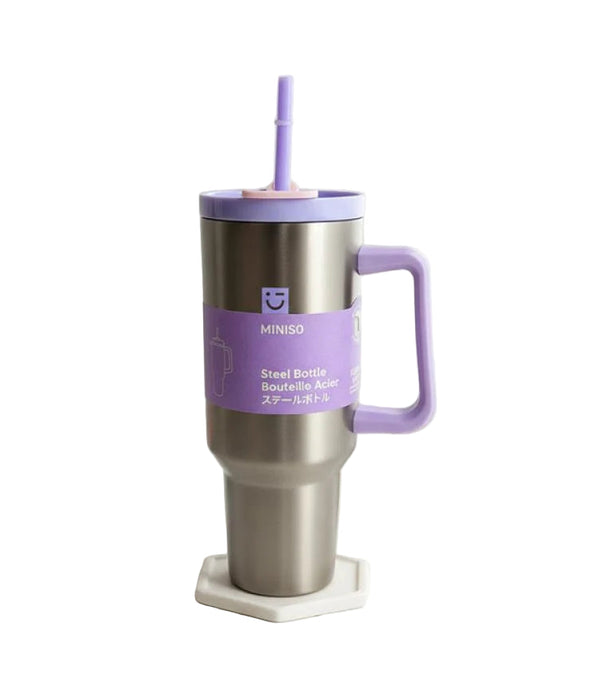 Dopamine Series Double Wall Steel Bottle with Handle & Straw 1200mL(Purple)