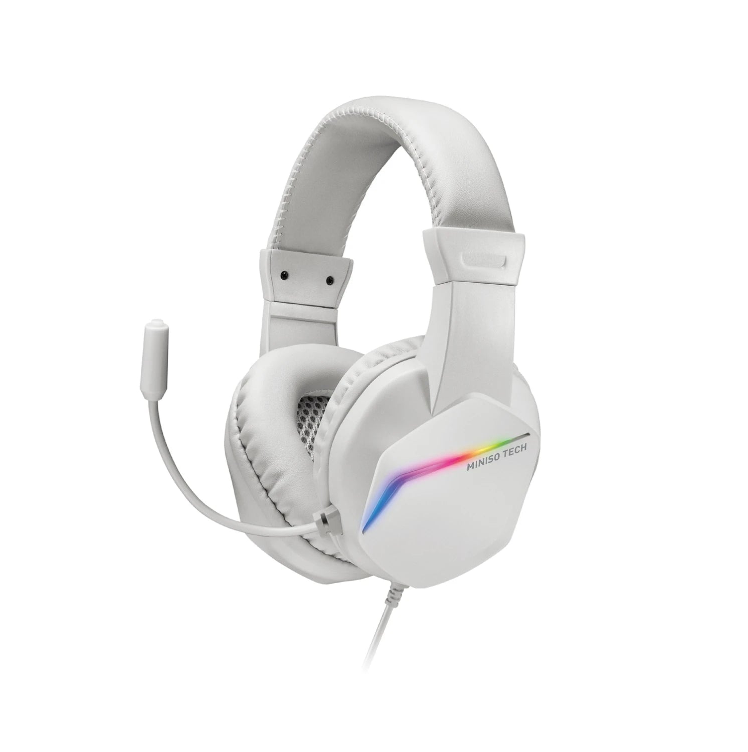 TECH Series Wired Rainbow LED Backlit Headphones Model: SW-H02(White)